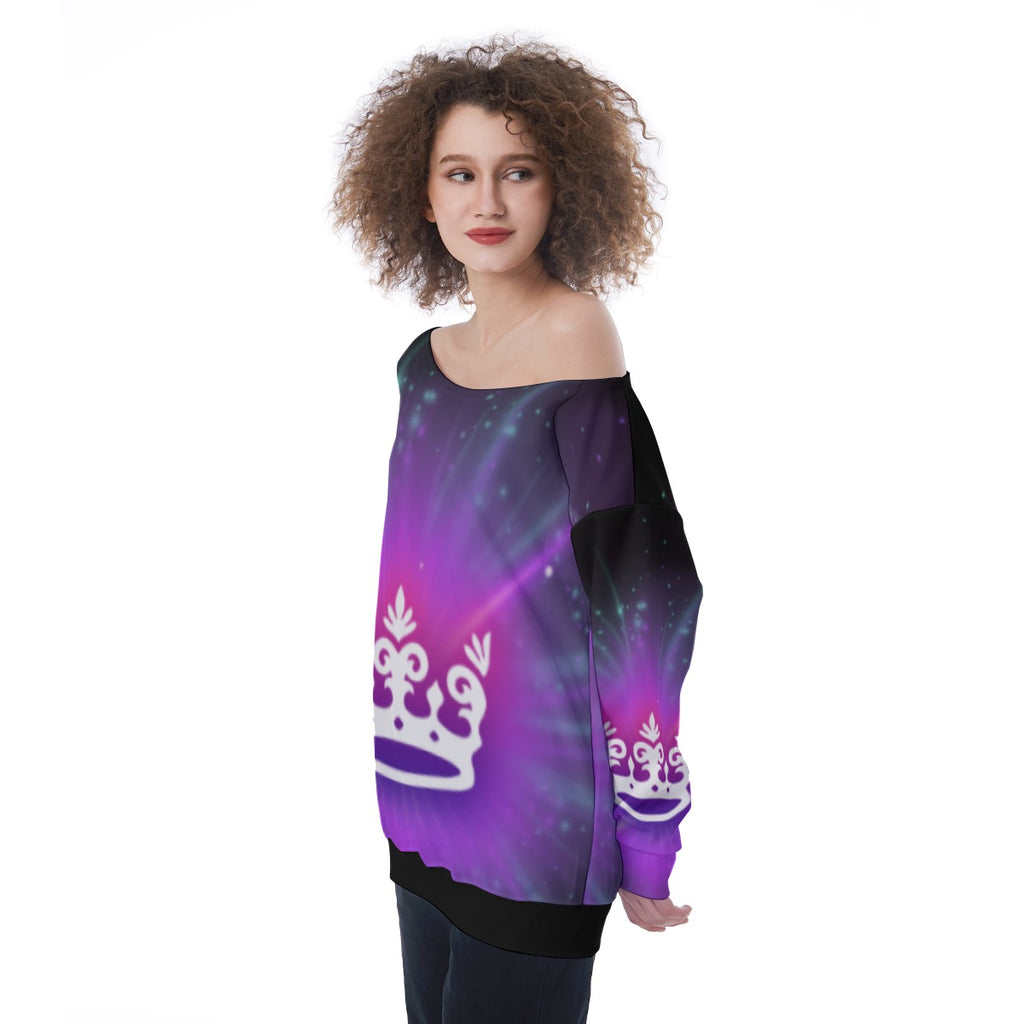 Neon Crown Oversized Women's Off-Shoulder Sweatshirt