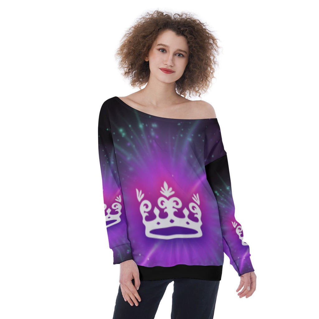 Neon Crown Oversized Women's Off-Shoulder Sweatshirt