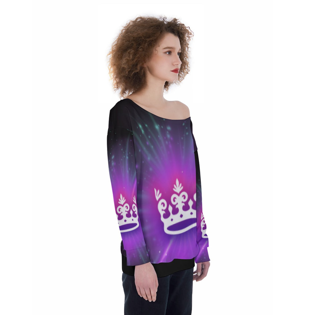 Neon Crown Oversized Women's Off-Shoulder Sweatshirt